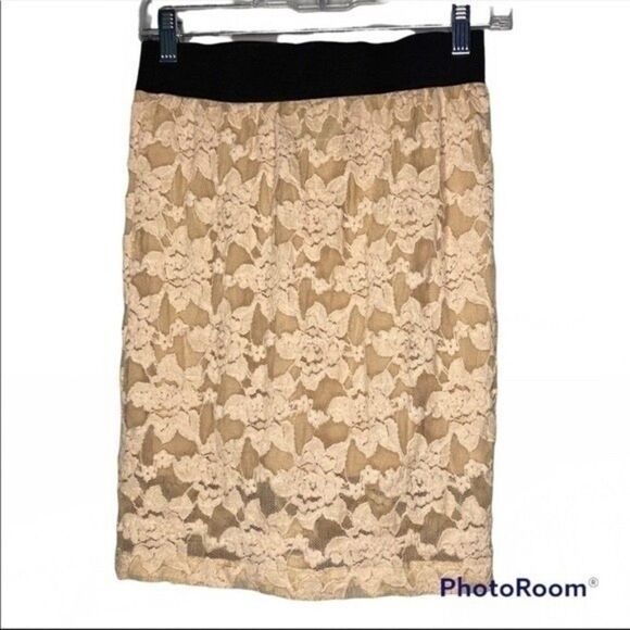 Free People x KAS Collab Peach Floral Stretch Lace Mini Skirt M - Picture 3 of 5